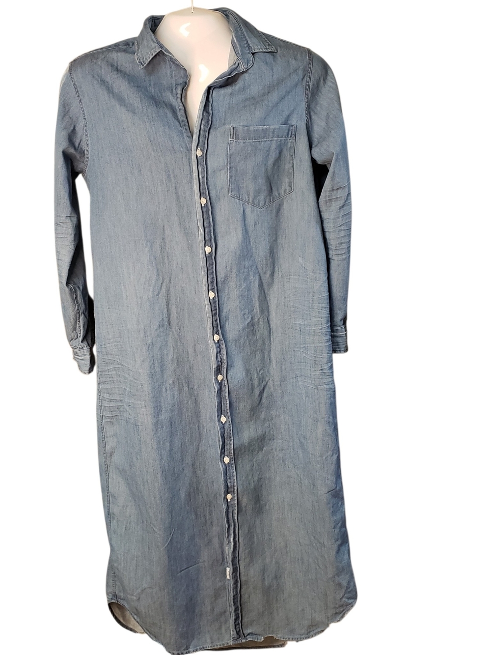 Frank & Eileen Light Blue Denim Shirt Dress - Classic Button-Down Size L